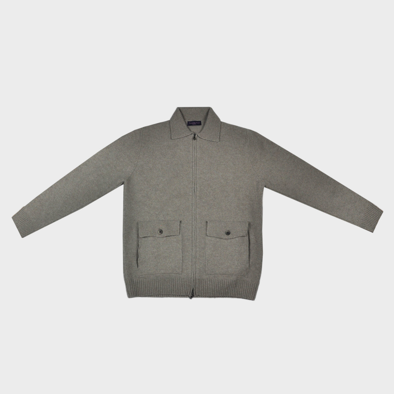 Seaward & Stearn Wool Bomber Zip Cardigan in Oatmeal