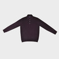 Seaward and Stearn Super Fine Merino Wool Long Sleeve Polo Claret