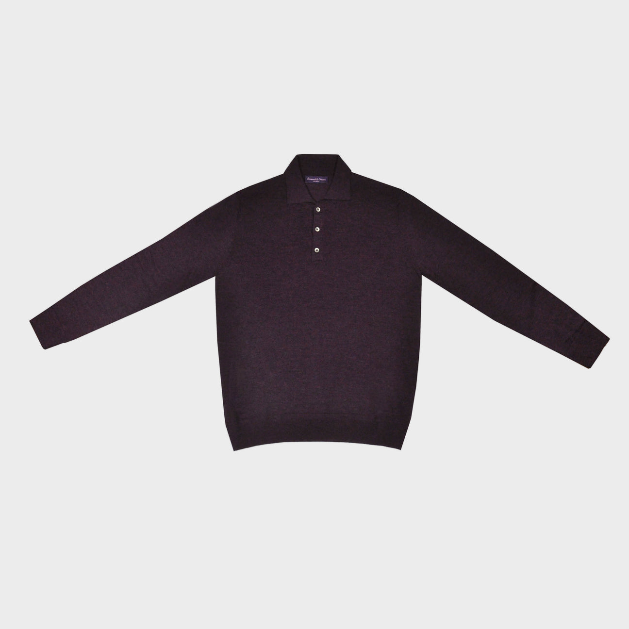 Seaward and Stearn Super Fine Merino Wool Long Sleeve Polo Claret