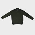 Seaward and Stearn Super Fine Merino Wool Long Sleeve Polo Bottle Green