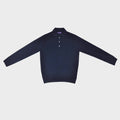Seaward & Stearn Super Fine Merino Wool Long Sleeve Polo in Deep Navy