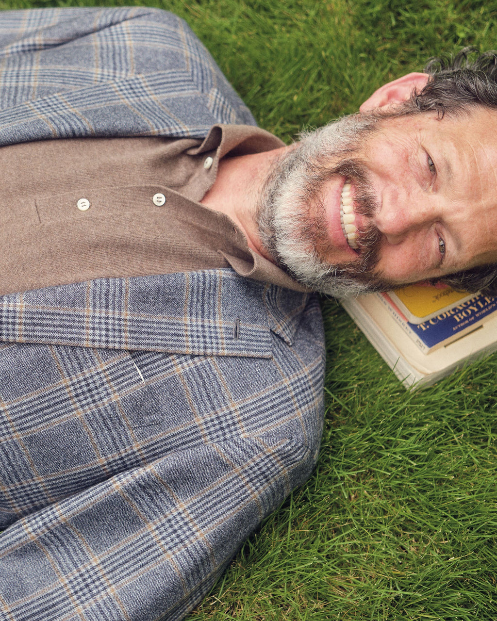 Sid Mashburn Long-Sleeved Rally Polo Sweater Feather Taupe Cotton/Cashmere