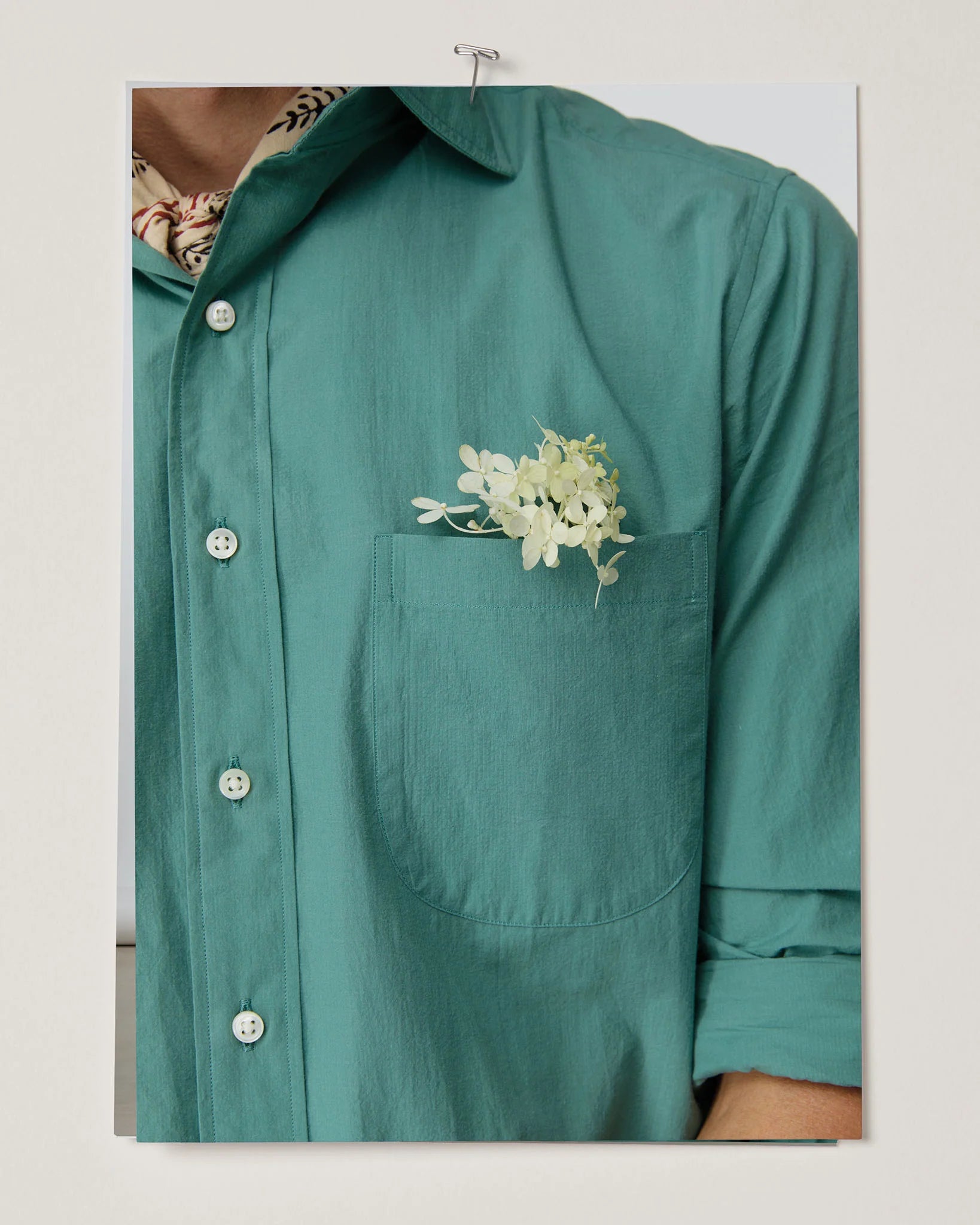 Sid Mashburn Spread Collar Sport Shirt Green Shadow Stripe Poplin