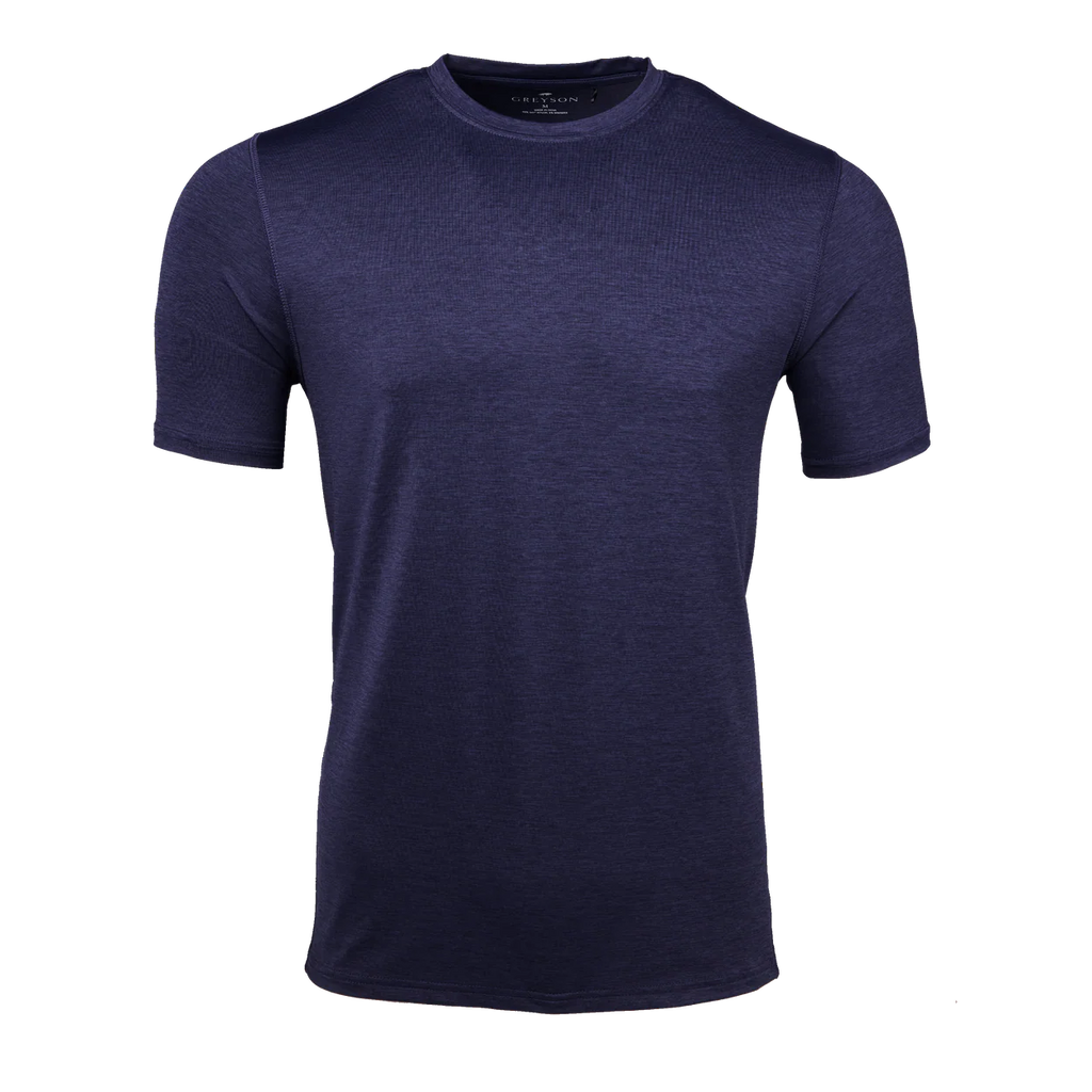 Navy blue t-shirt on a white background