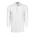 White long-sleeve polo shirt on a white background