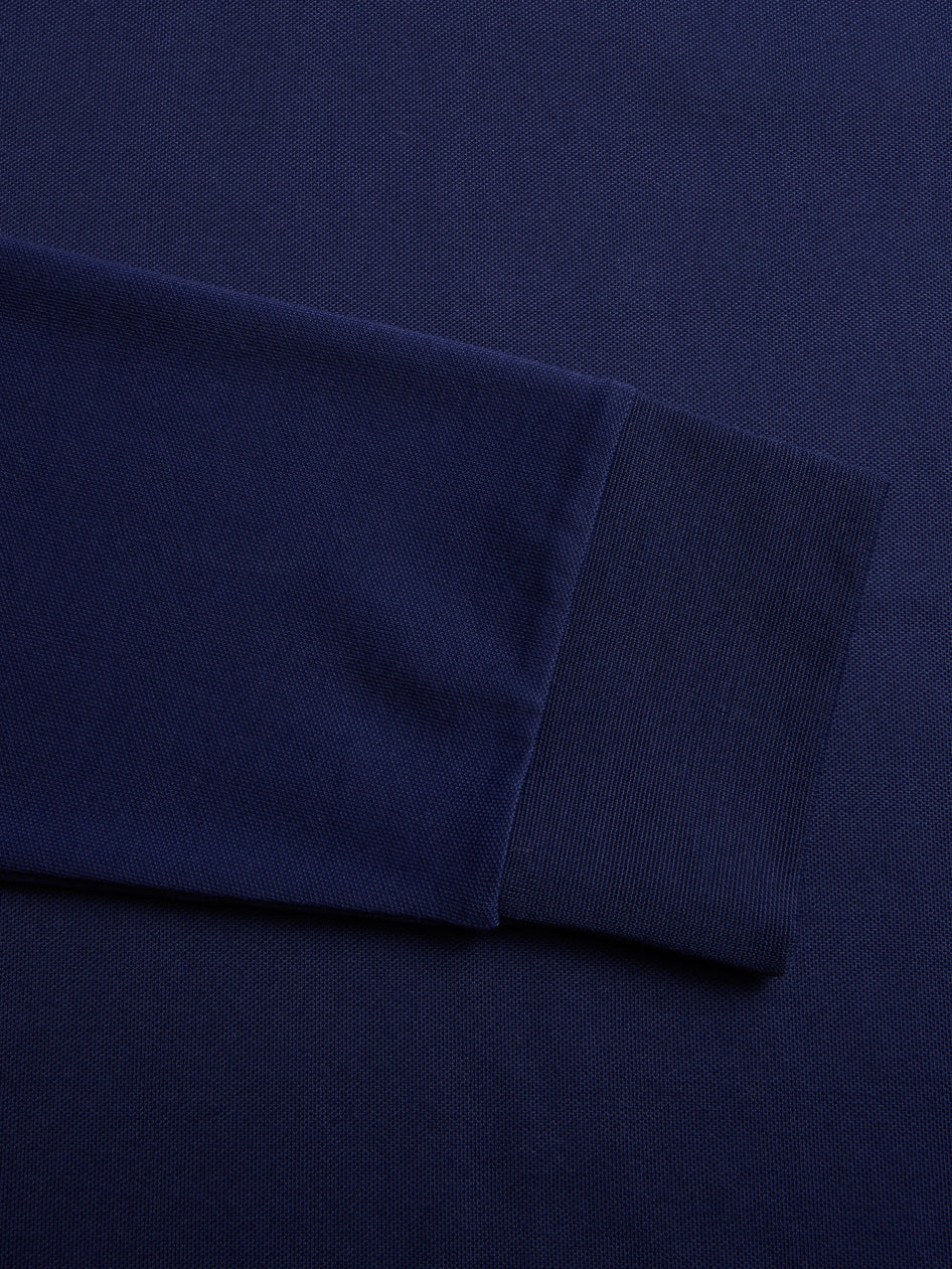 Close-up of a navy blue fabric texture