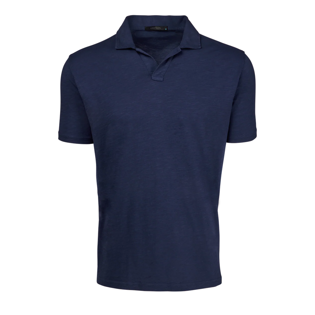 Greyson Alpha Slub Johnny Collar Short Sleeve Polo Relaxed Cotton Johnny Collar Polo