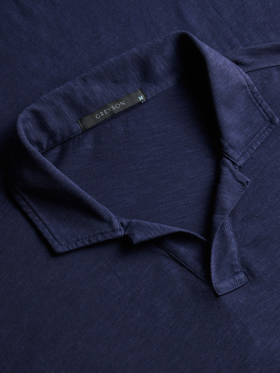 Greyson Alpha Slub Johnny Collar Short Sleeve Polo Relaxed Cotton Johnny Collar Polo