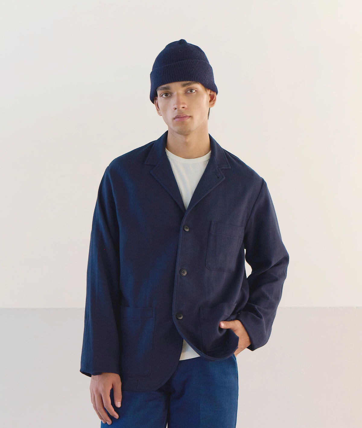 Original Madras Trading Company N°249 SB 5-Roll-3 Button Soft Jacket - Navy - alternate view