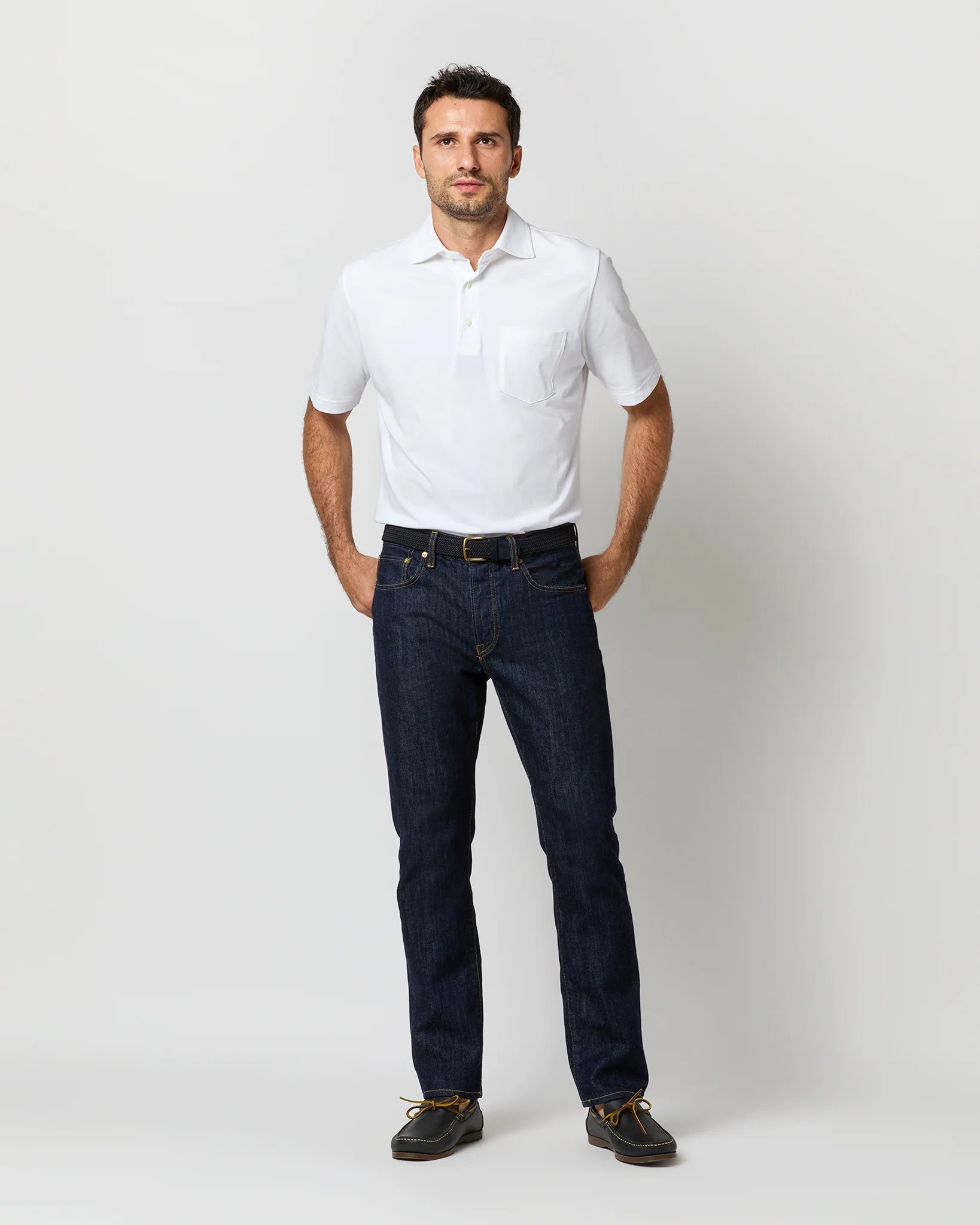 Sid Mashburn Short-Sleeved Polo White Pima Pique