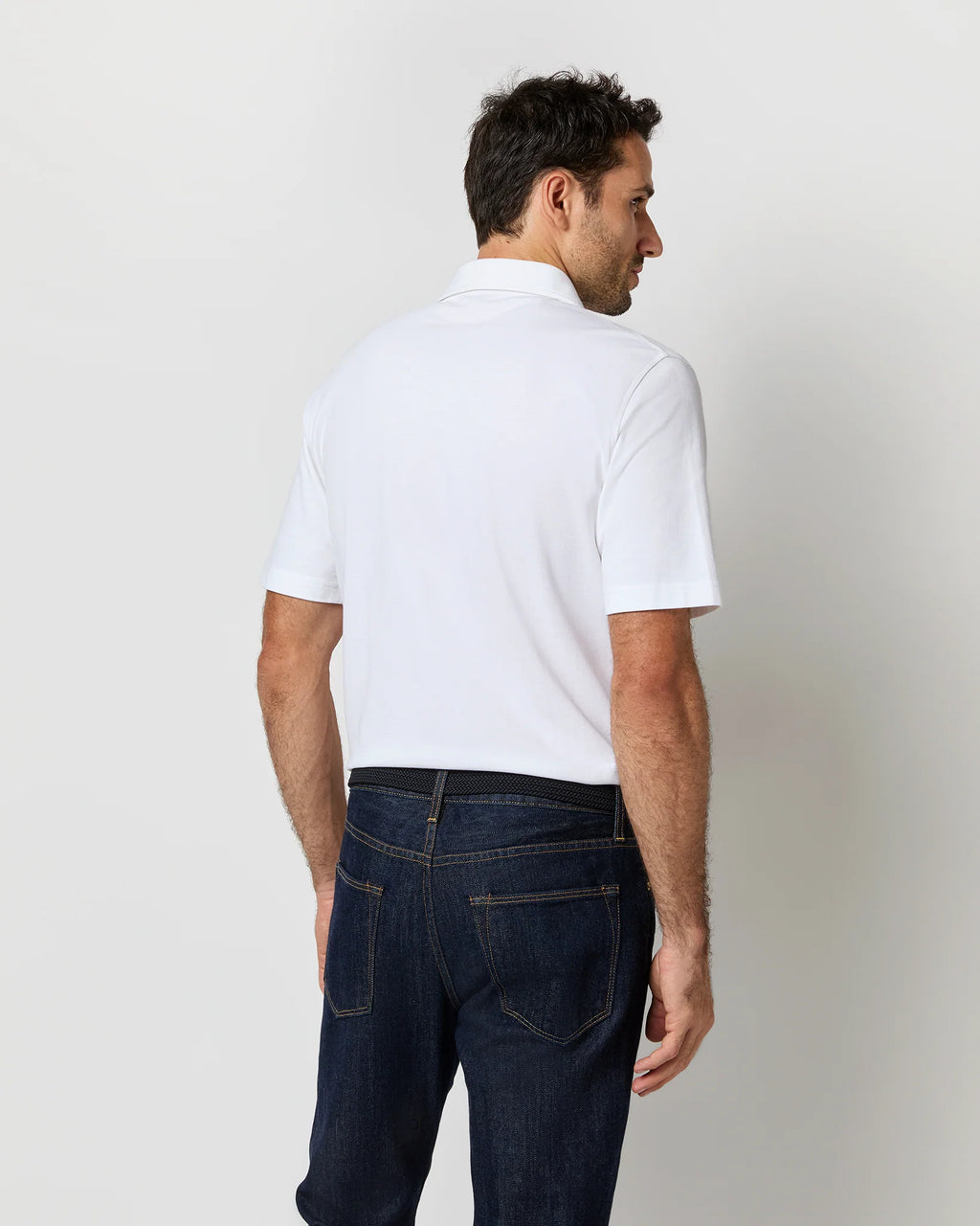 Sid Mashburn Short-Sleeved Polo White Pima Pique