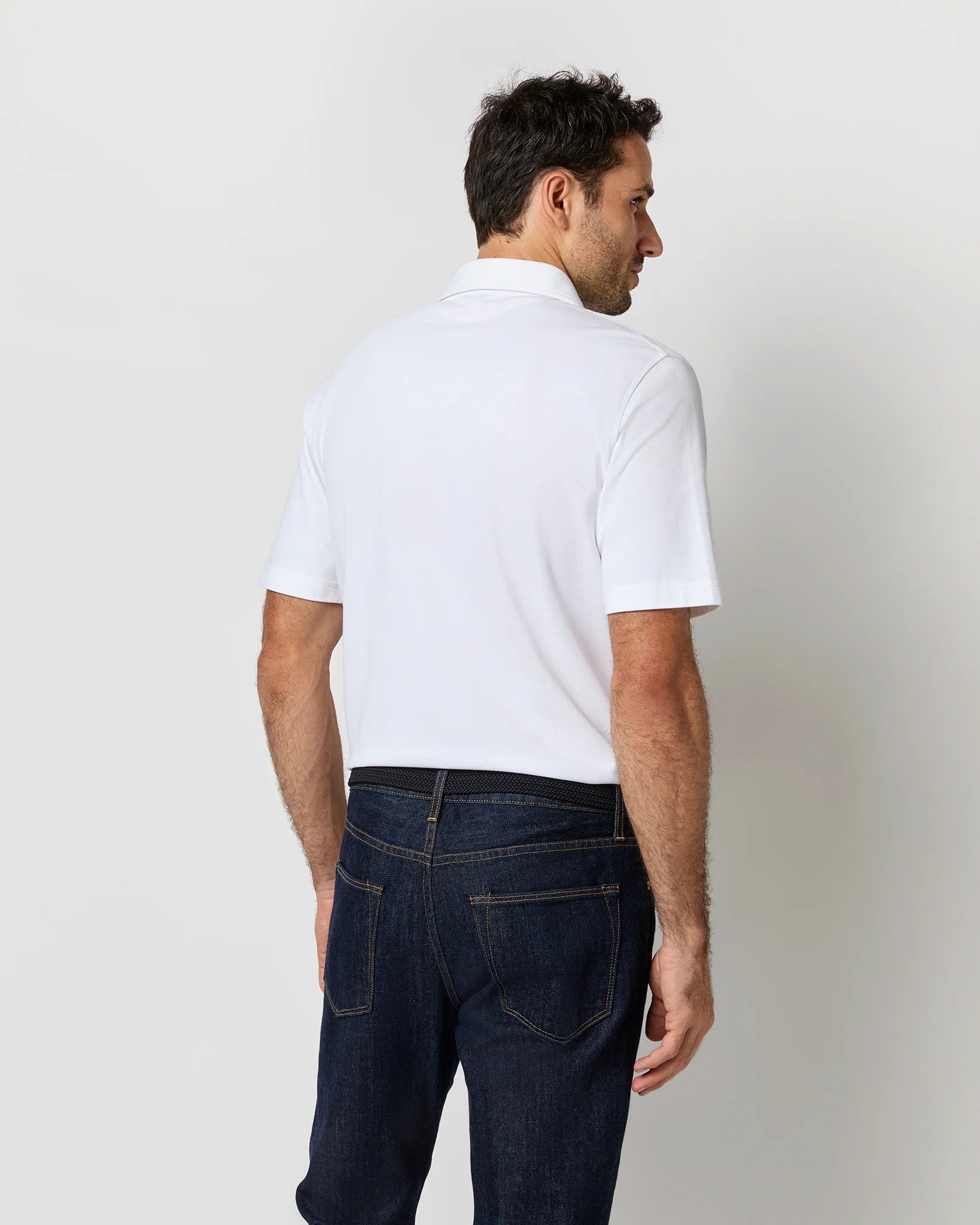 Sid Mashburn Short-Sleeved Polo White Pima Pique