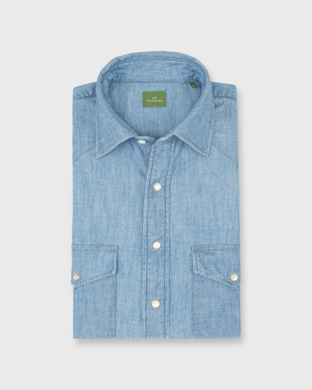Sid Mashburn Western Work Shirt Extra Light Washed Indigo Chambray