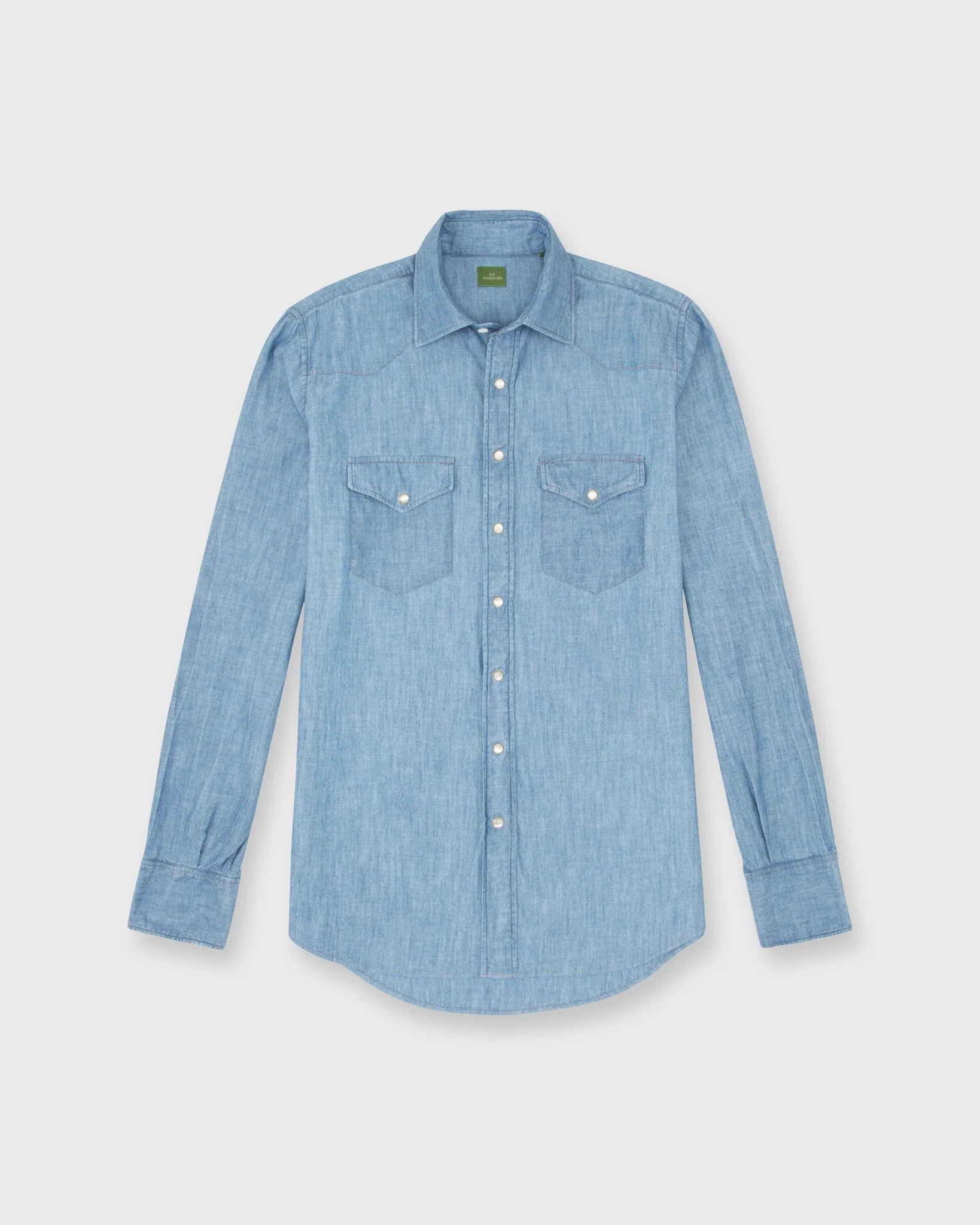 Sid Mashburn Western Work Shirt Extra Light Washed Indigo Chambray