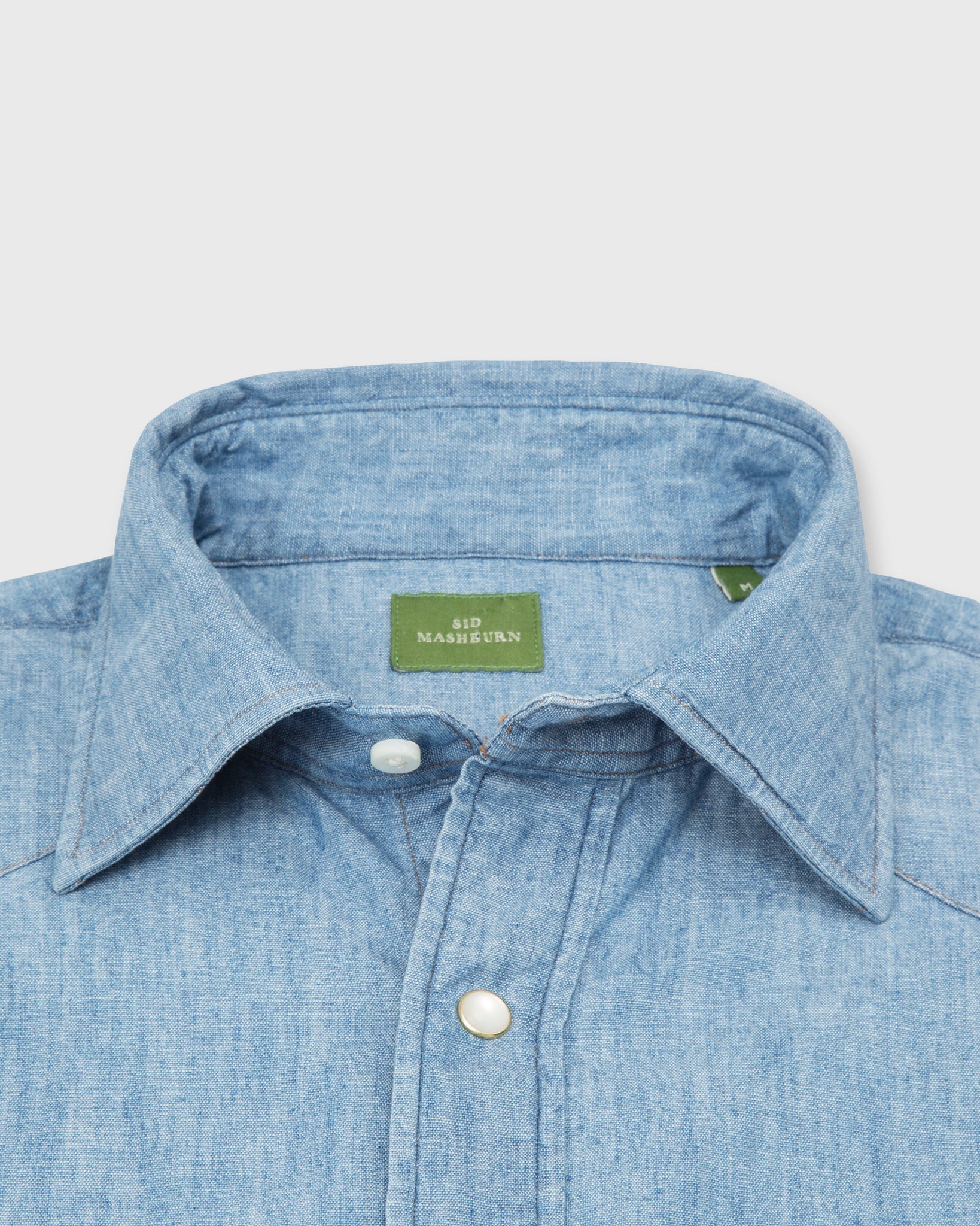 Sid Mashburn Western Work Shirt Extra Light Washed Indigo Chambray