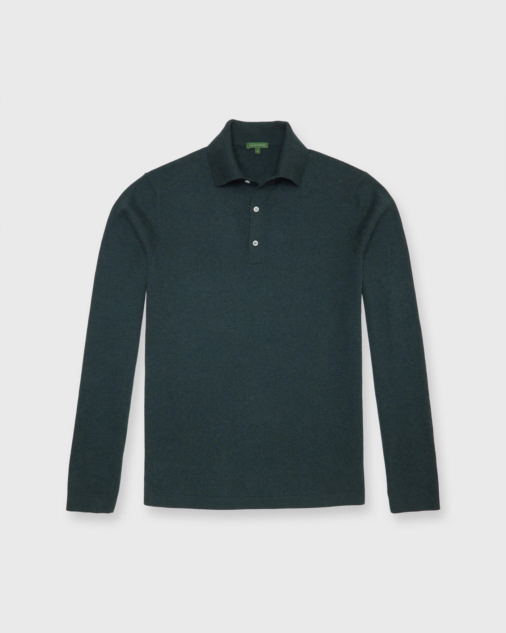 Sid Mashburn Long-Sleeved Rally Polo Sweater Sea Moss Cotton/Cashmere