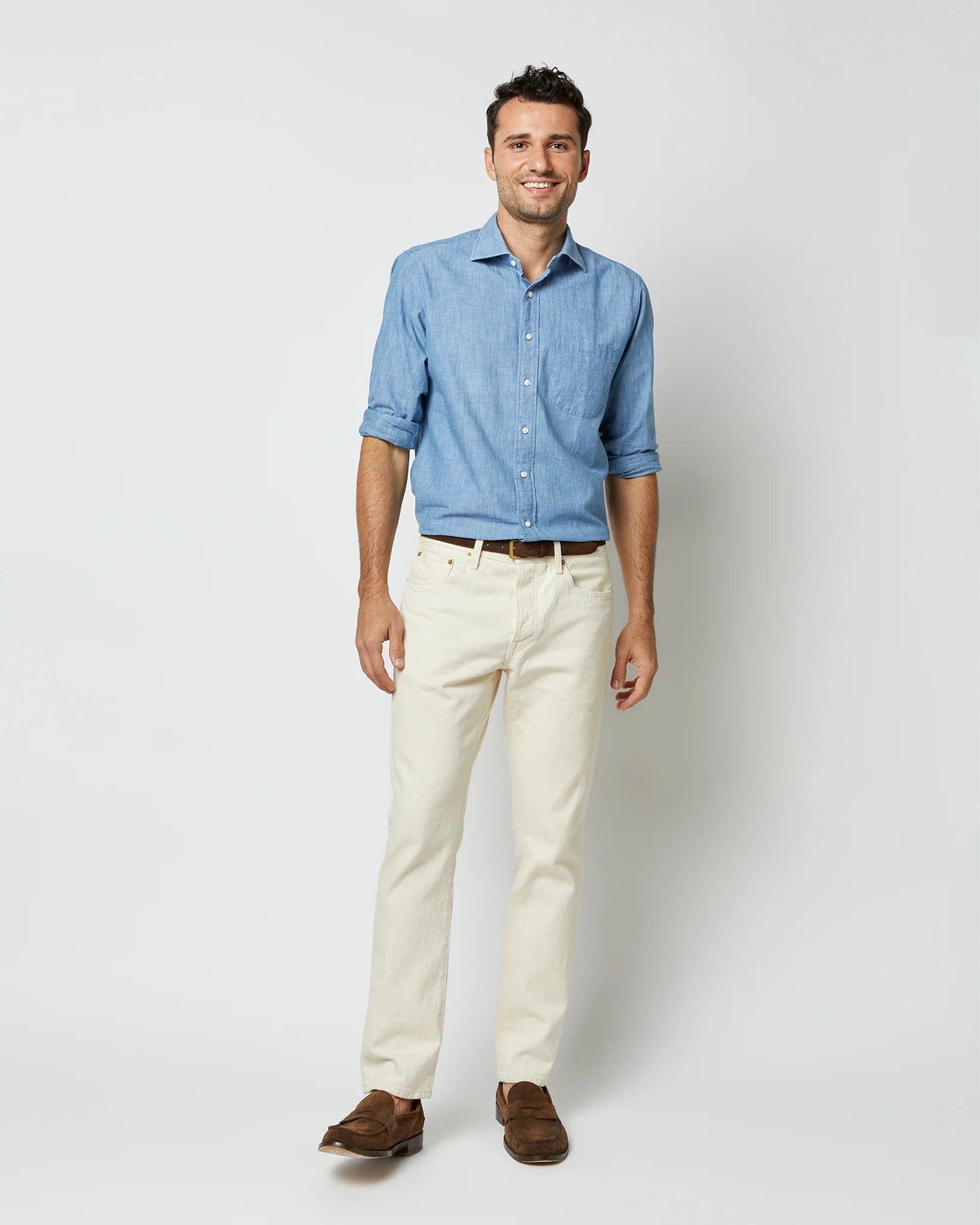 Sid Mashburn Otto Handmade Sport Shirt Extra Light Washed Chambray