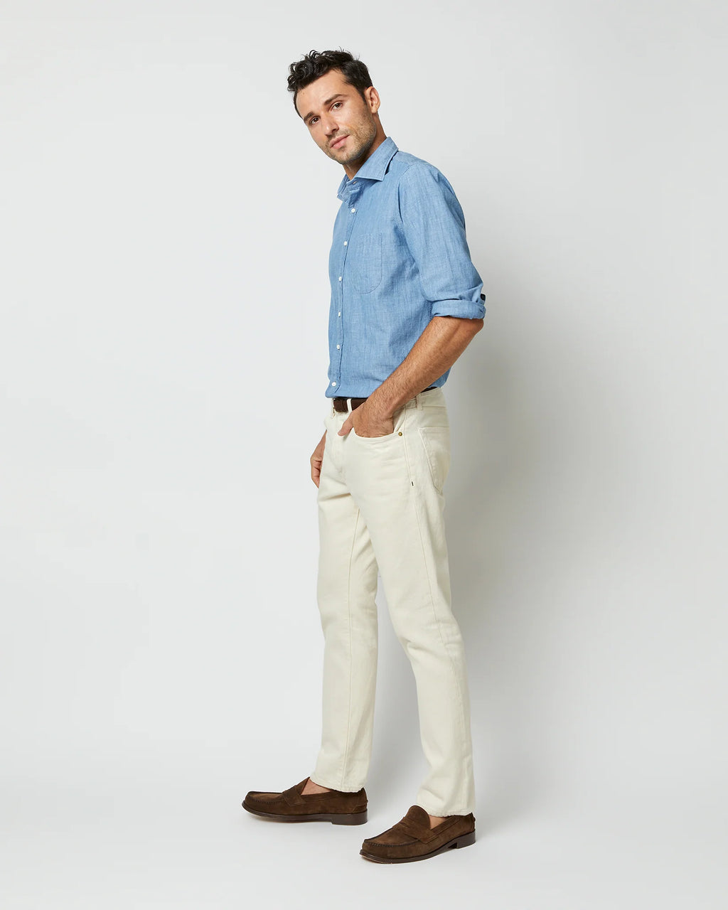 Sid Mashburn Otto Handmade Sport Shirt Extra Light Washed Chambray