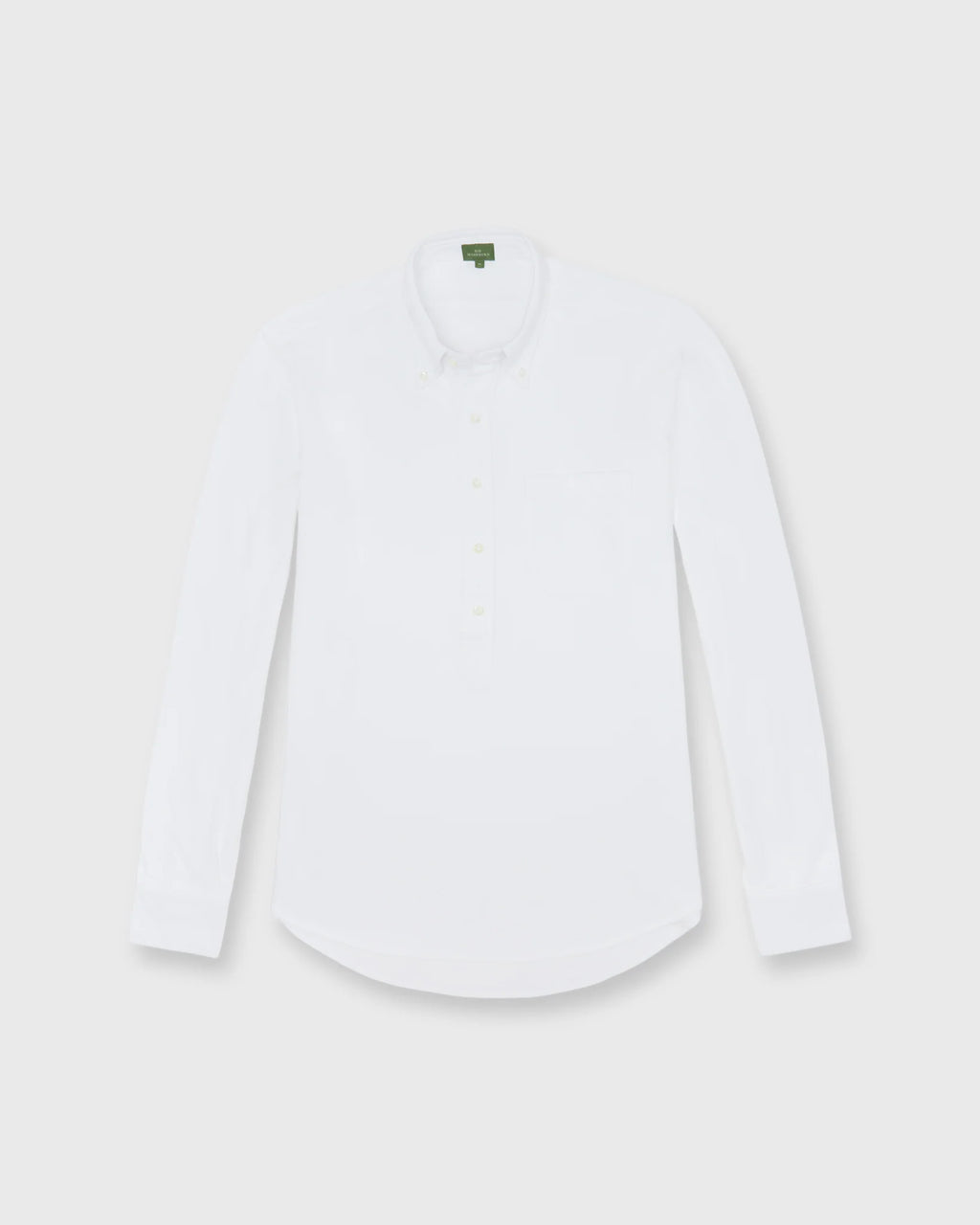Sid Mashburn Knit Button-Down Popover Shirt White Pima Pique Long-Sleeved