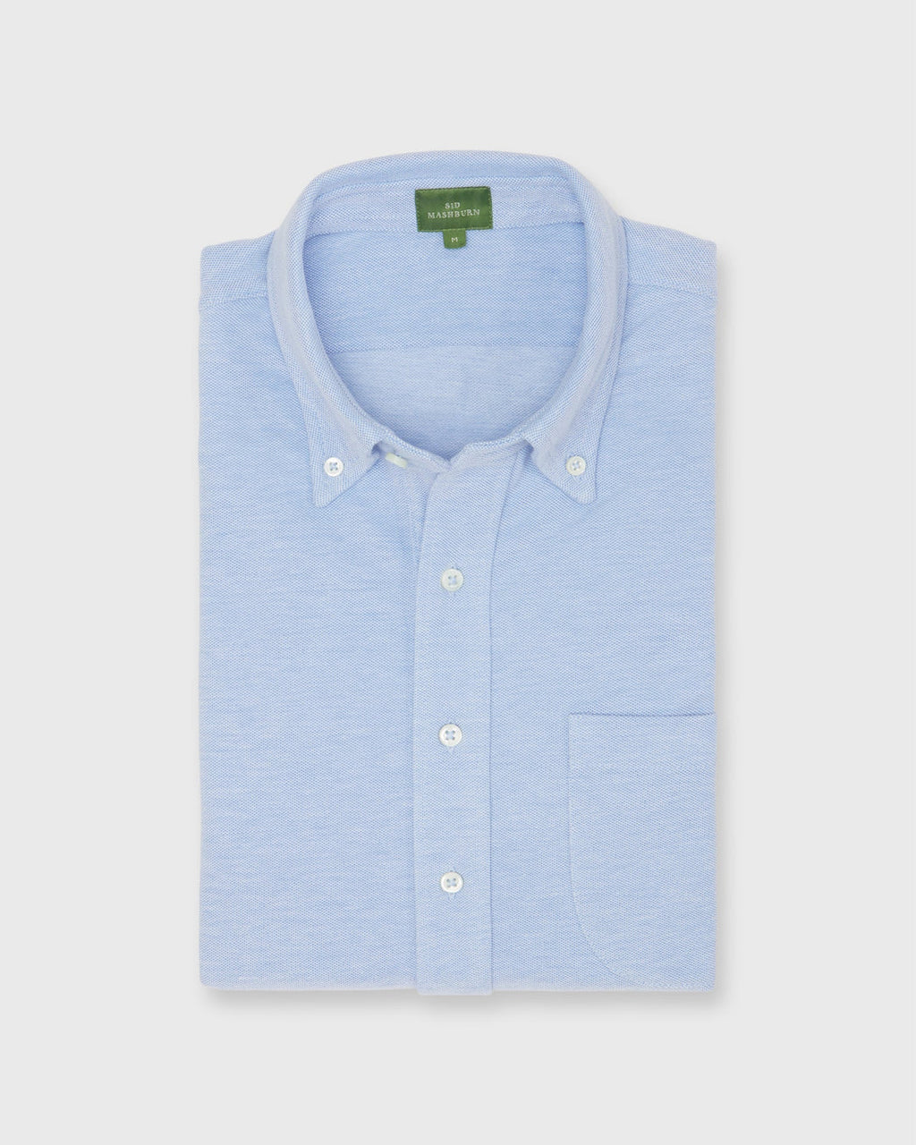 Sid Mashburn Knit Button-Down Popover Sky Oxford Pique Long-Sleeved
