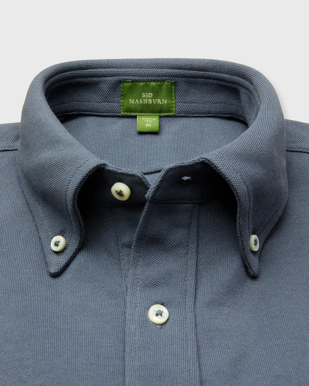 Sid Mashburn Knit Button-Down Popover Shirt Steel Blue Pique