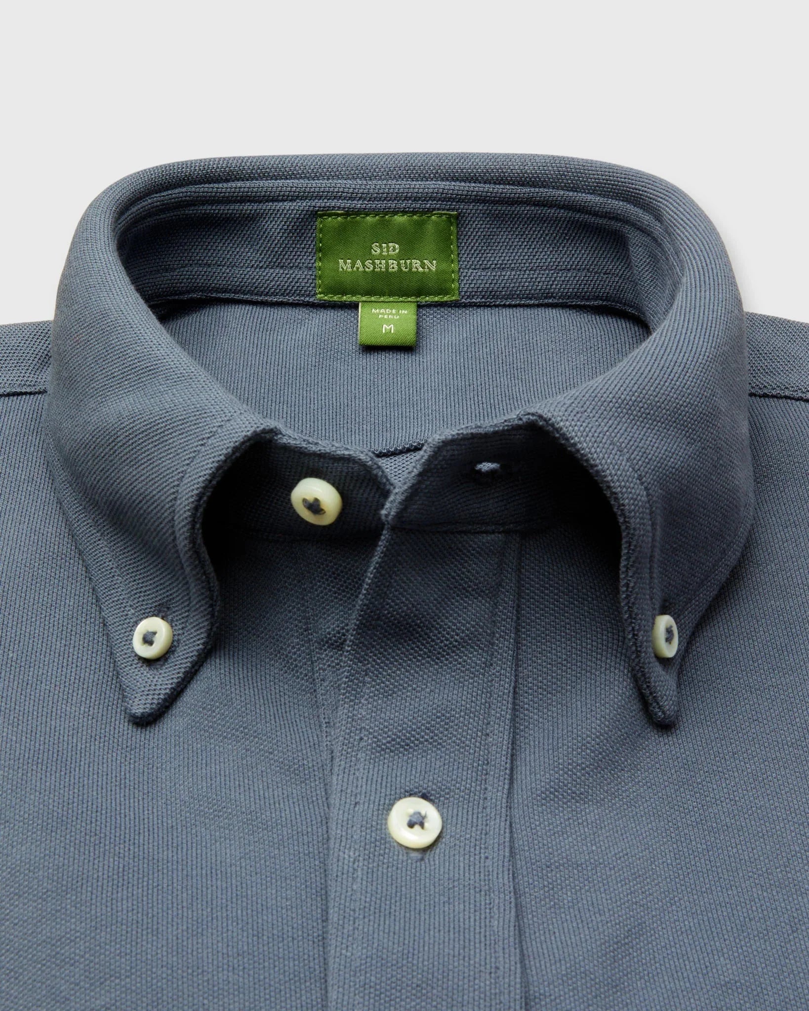 Sid Mashburn Knit Button-Down Popover Shirt Steel Blue Pique