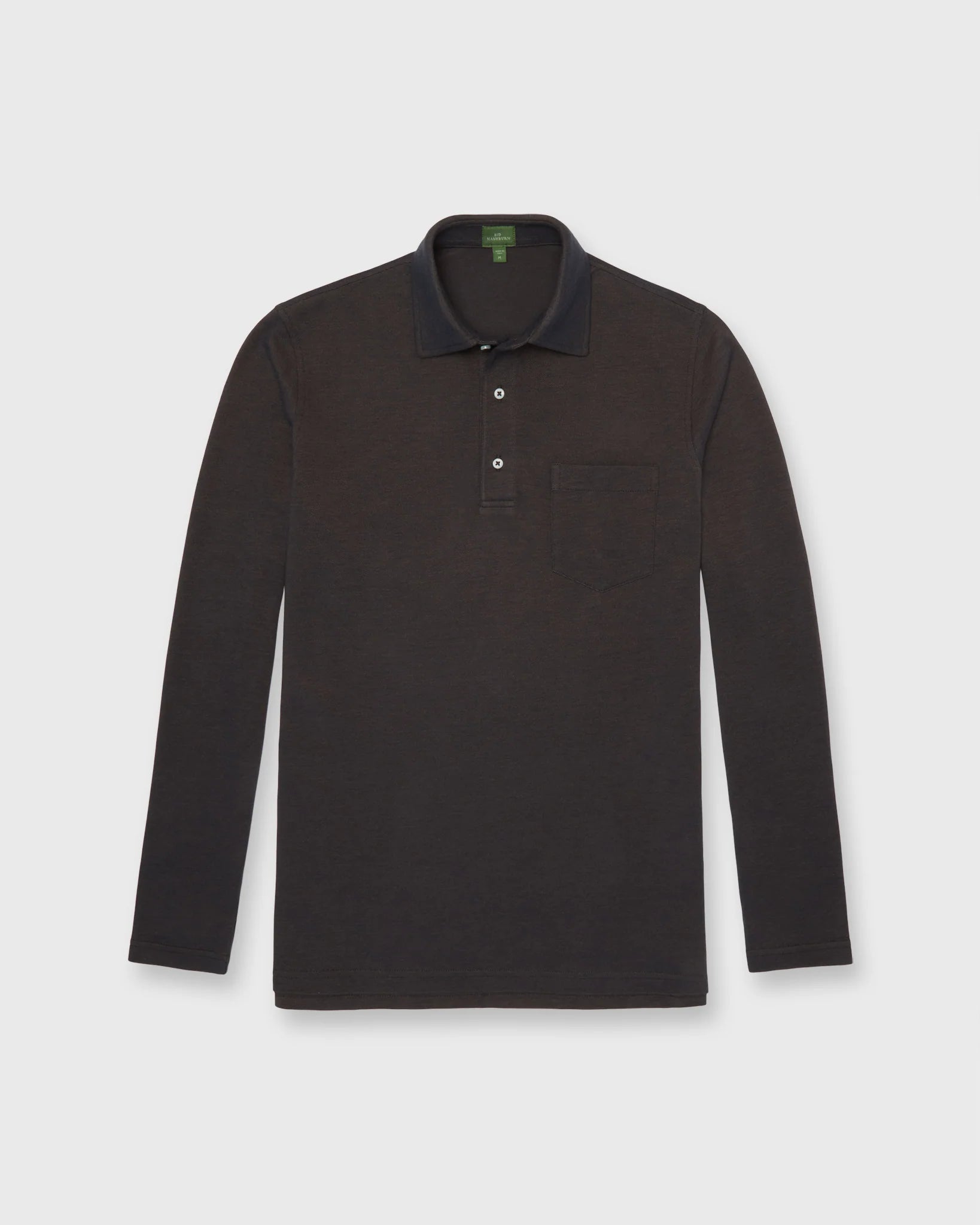 Sid Mashburn Long-Sleeved Polo Brown Dark Oxford Pima Pique