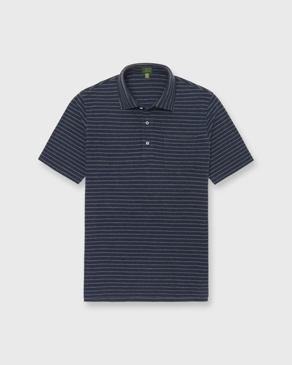 Sid Mashburn Short-Sleeved Polo Heather Denim/Heather Graphite Stripe Pima Pique