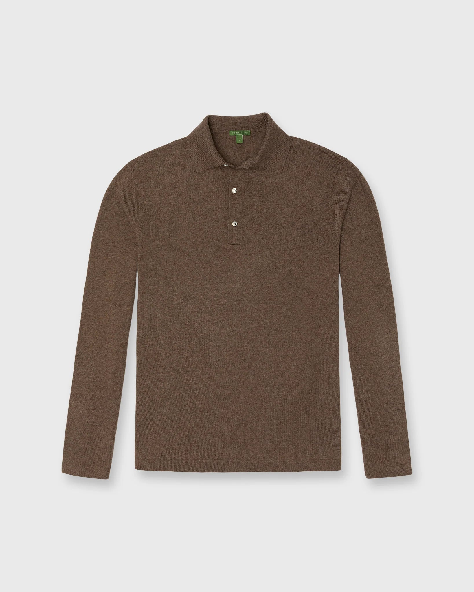 Sid Mashburn Long-Sleeved Rally Polo Sweater Feather Taupe Cotton/Cashmere