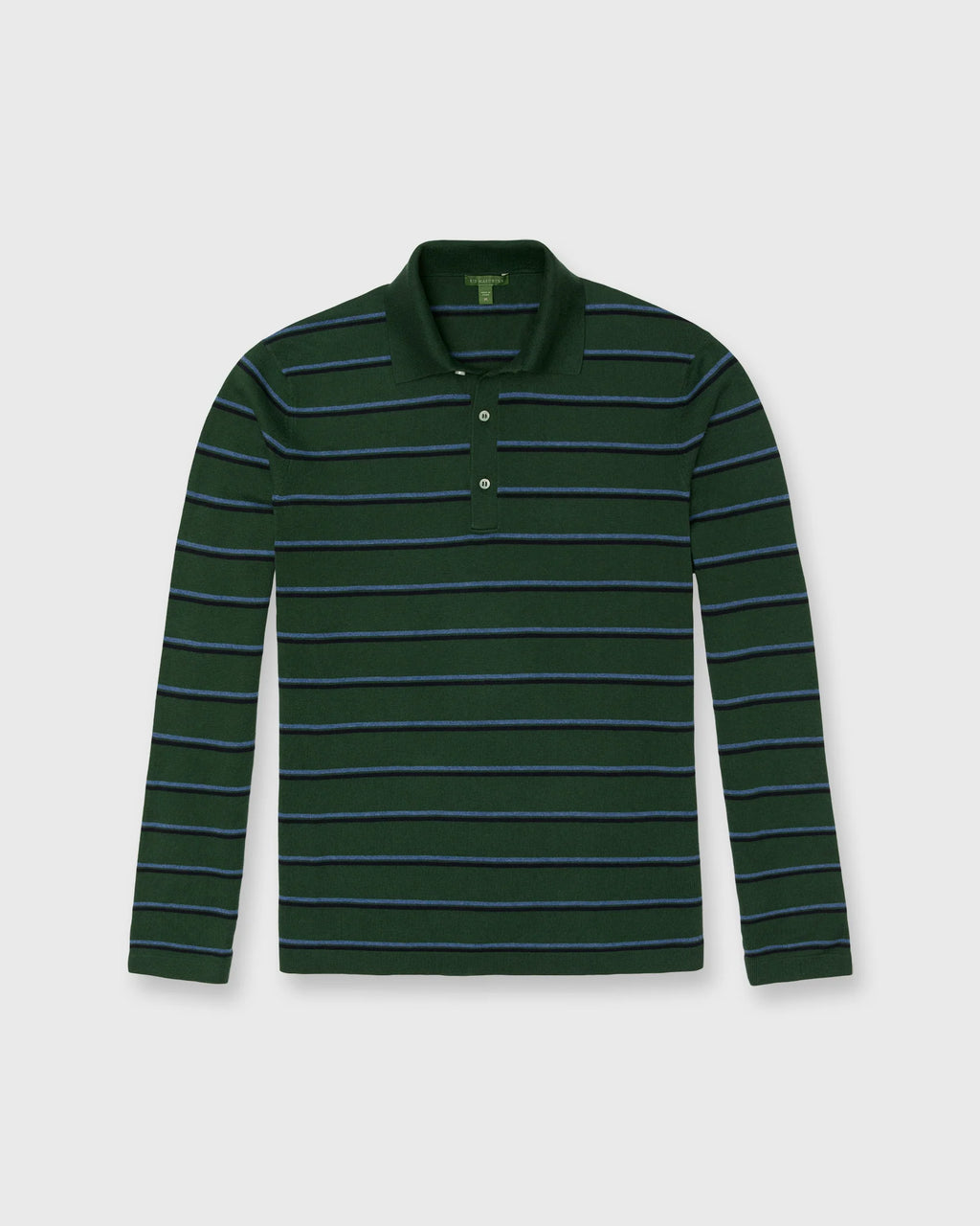 Sid Mashburn  Long-Sleeved Rally Polo Sweater Forest Walk/Harbour Blue/Neat Navy Striped Cotton/Cashmere