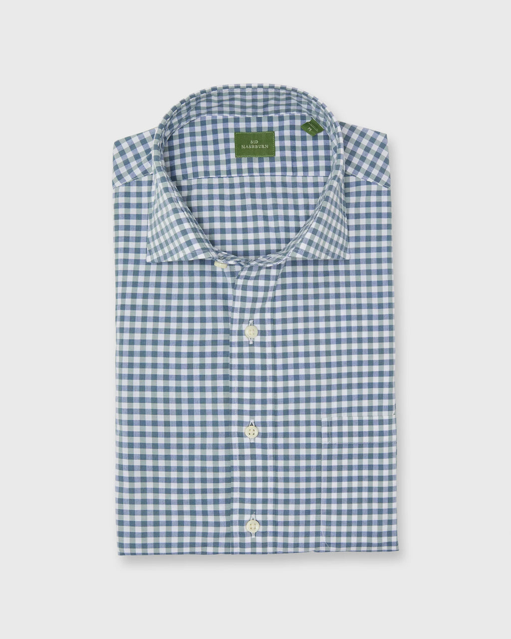 Sid Mashburn Spread Collar Sport Shirt Bluegrass Gingham Poplin