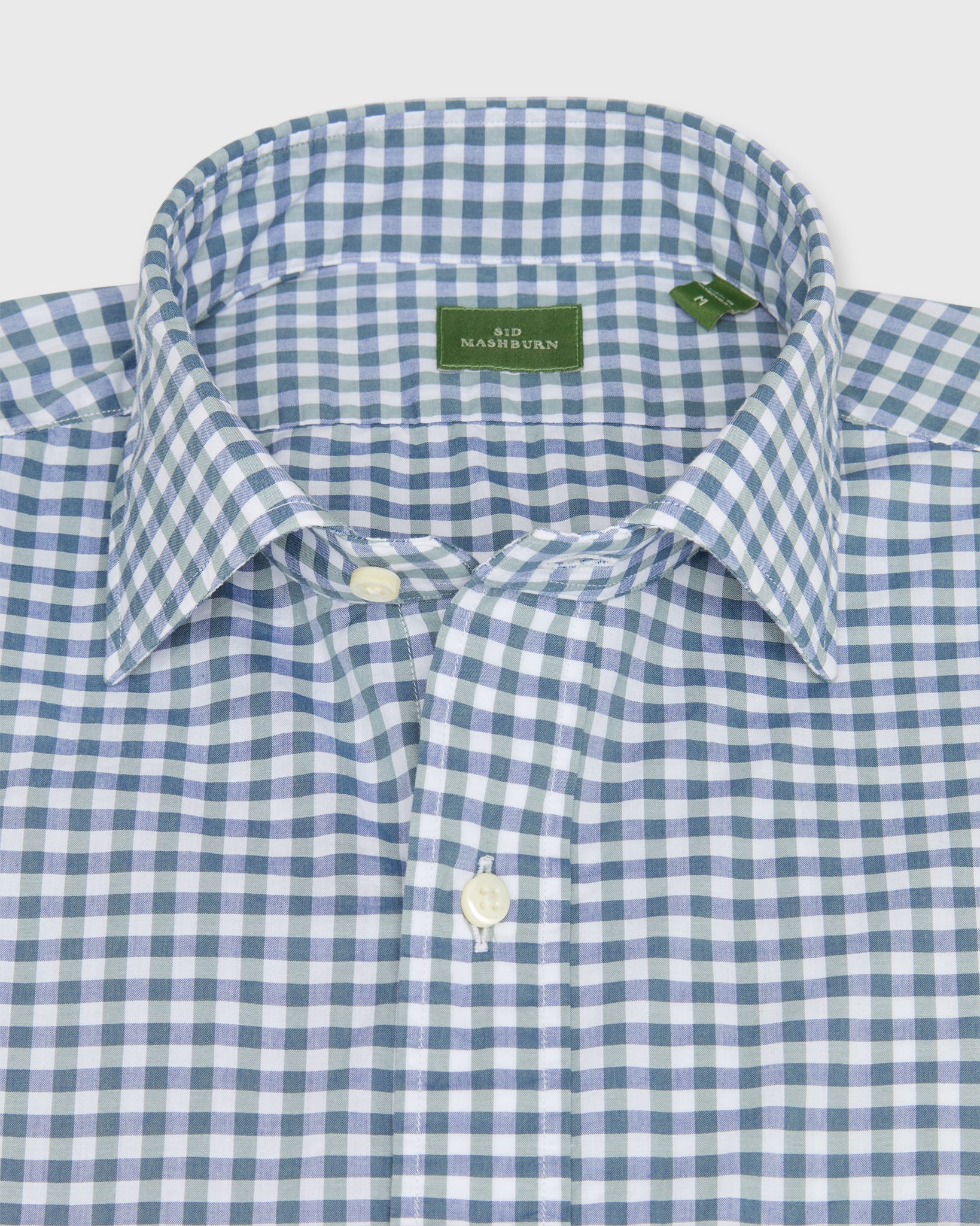 Sid Mashburn Spread Collar Sport Shirt Grass/Sky Tattersall Poplin
