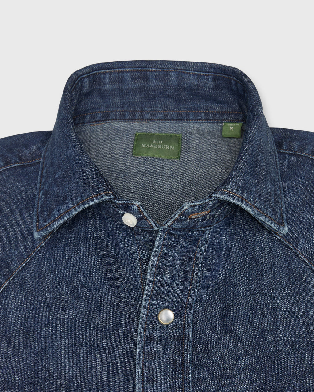 Sid Mashburn Western Work Shirt Medium Wash Indigo Lightweight Denim