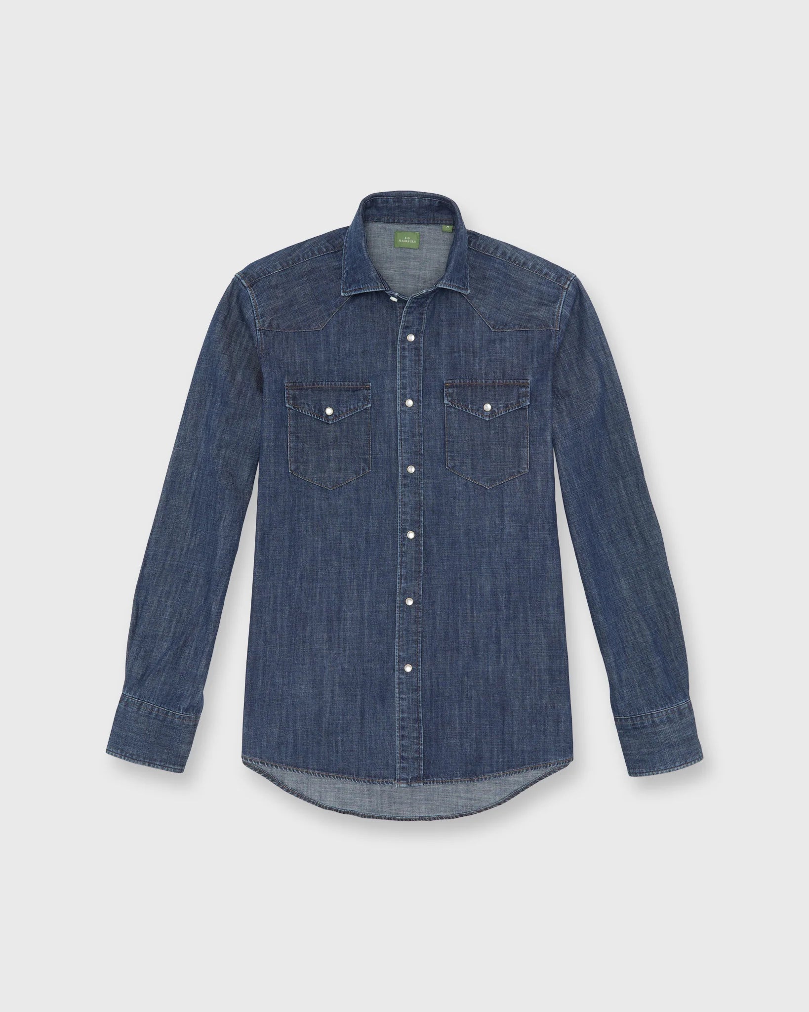 Sid Mashburn Western Work Shirt Medium Wash Indigo Lightweight Denim