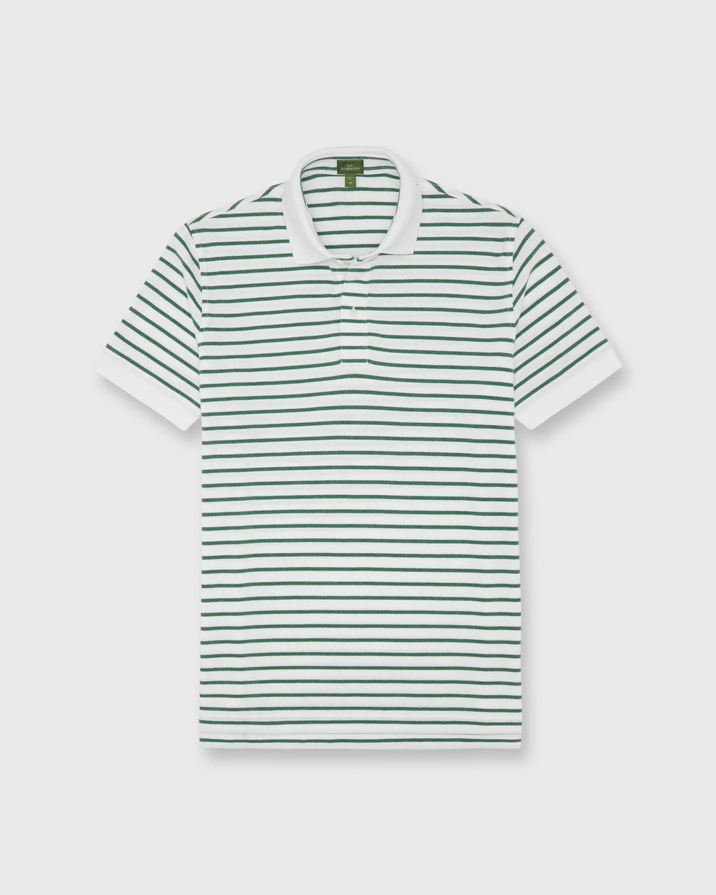 Sid Mashburn Court Polo White/Heather Green Stripe Pima Pique