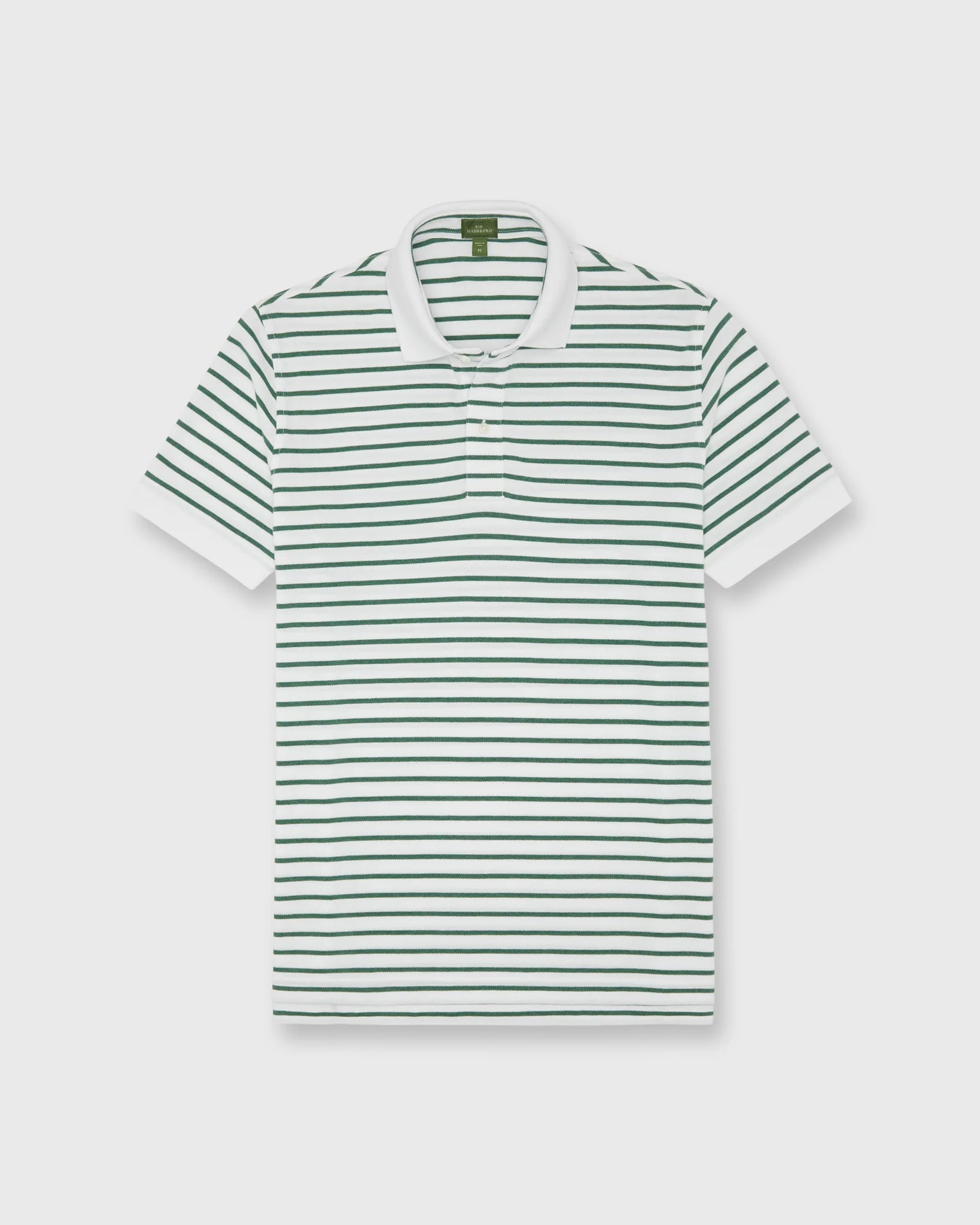 Sid Mashburn Court Polo White/Heather Green Stripe Pima Pique