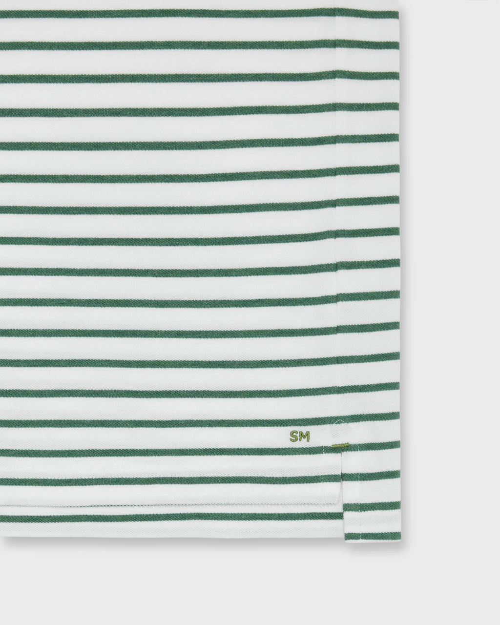 Sid Mashburn Court Polo White/Heather Green Stripe Pima Pique