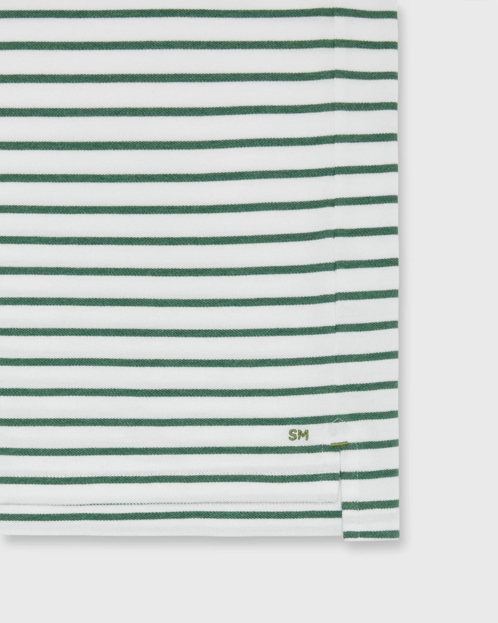 Sid Mashburn Court Polo White/Heather Green Stripe Pima Pique