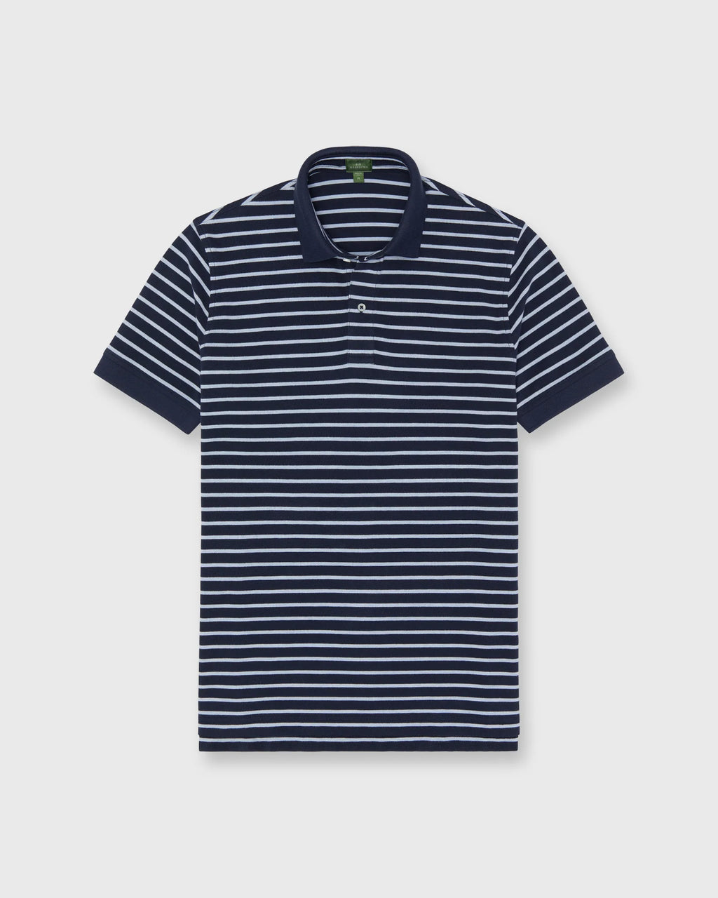 Sid Mashburn Court Polo Navy/Heather Pale Blue Stripe Pima Pique