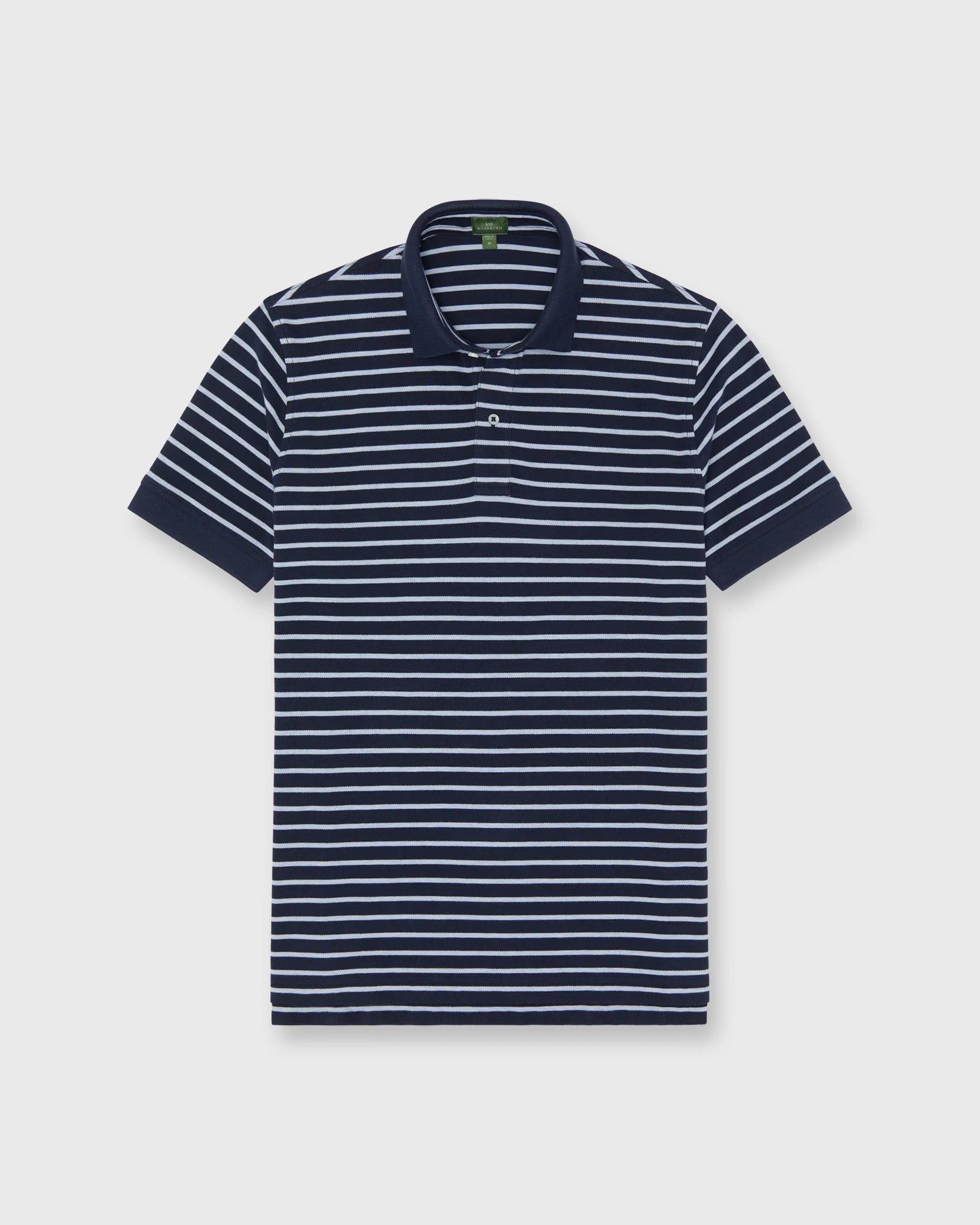 Sid Mashburn Court Polo Navy/Heather Pale Blue Stripe Pima Pique
