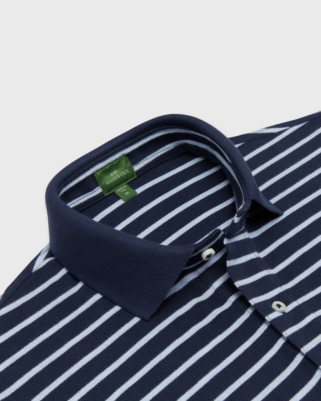 Sid Mashburn Court Polo Navy/Heather Pale Blue Stripe Pima Pique