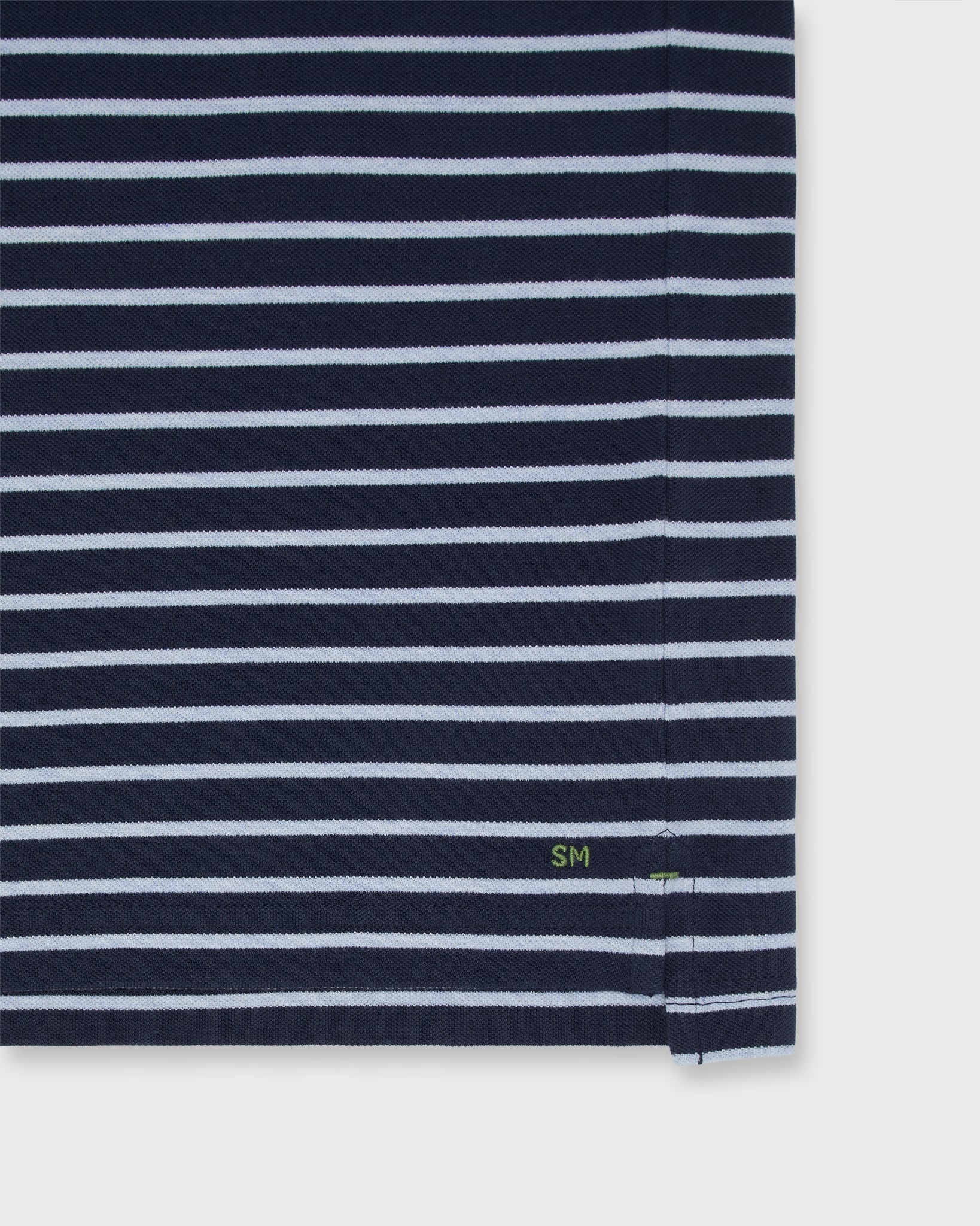 Sid Mashburn Court Polo Navy/Heather Pale Blue Stripe Pima Pique