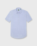 Sid Mashburn Short-Sleeved Button-Down Popover Sport Shirt Blue Seersucker Chambray