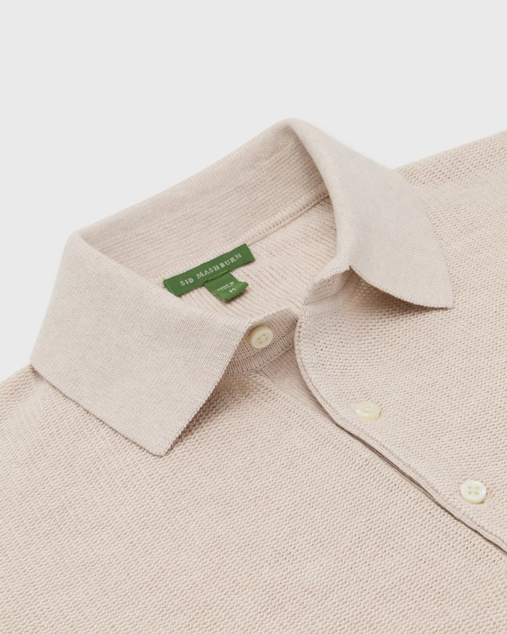 Sid Mashburn Textured Hyannis Polo Sweater Bone Cotton/Linen