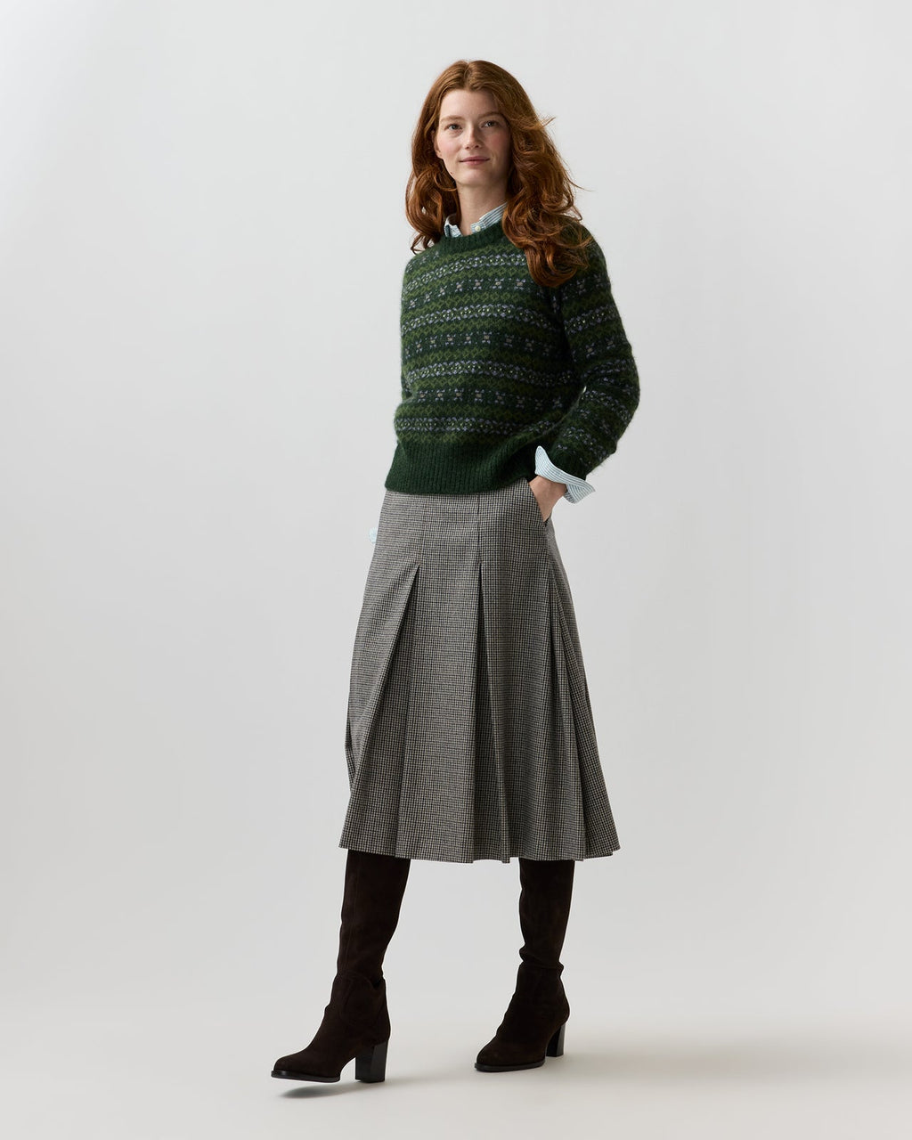 Ann Mashburn Alpine Fair Isle Sweater – Spruce/Multi Cashmere/Silk – view 4