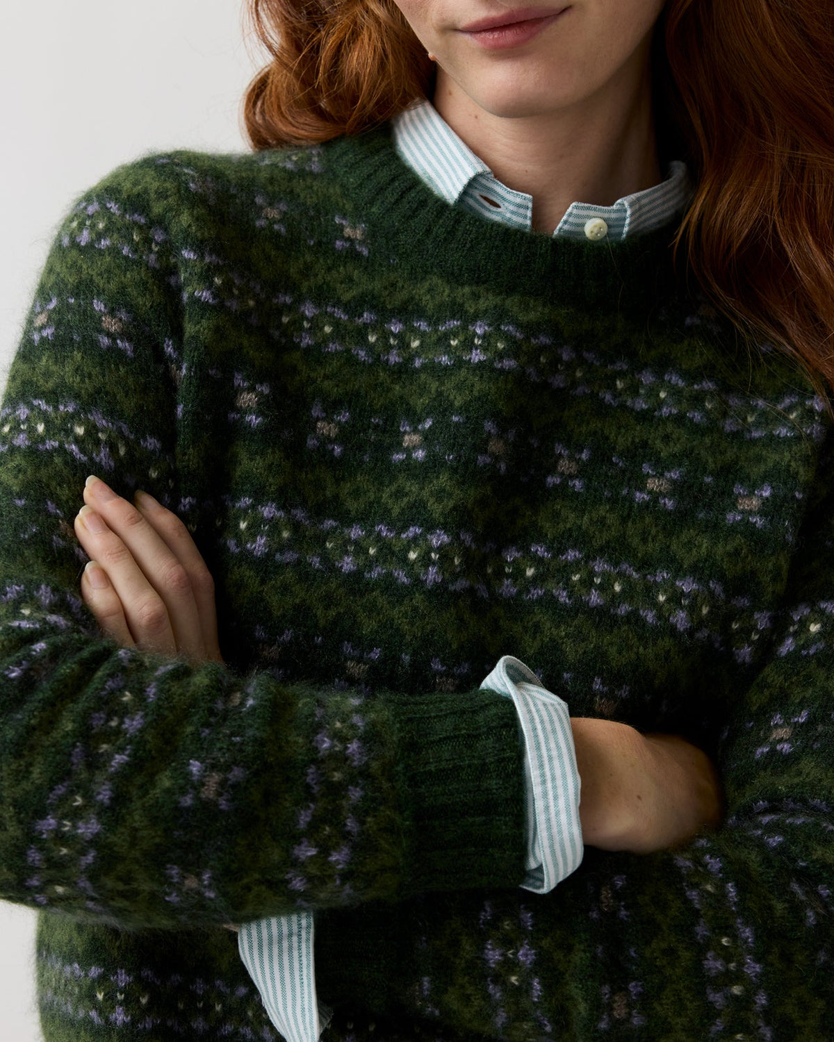Ann Mashburn Alpine Fair Isle Sweater – Spruce/Multi Cashmere/Silk – view 2