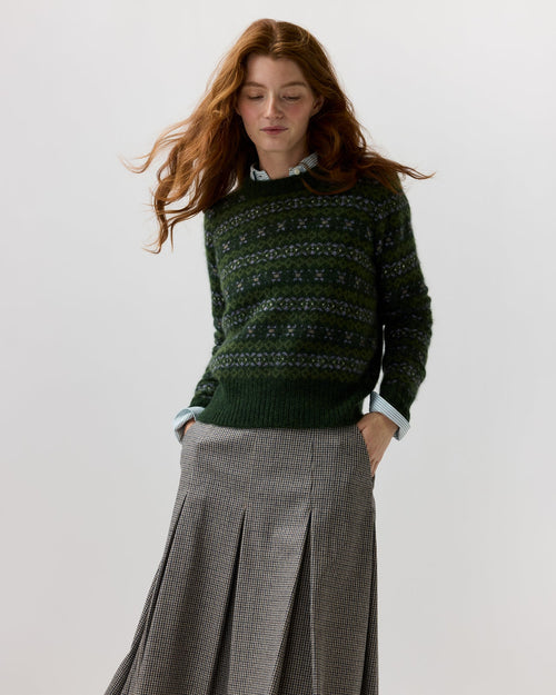 Ann Mashburn Alpine Fair Isle Sweater – Spruce/Multi Cashmere/Silk
