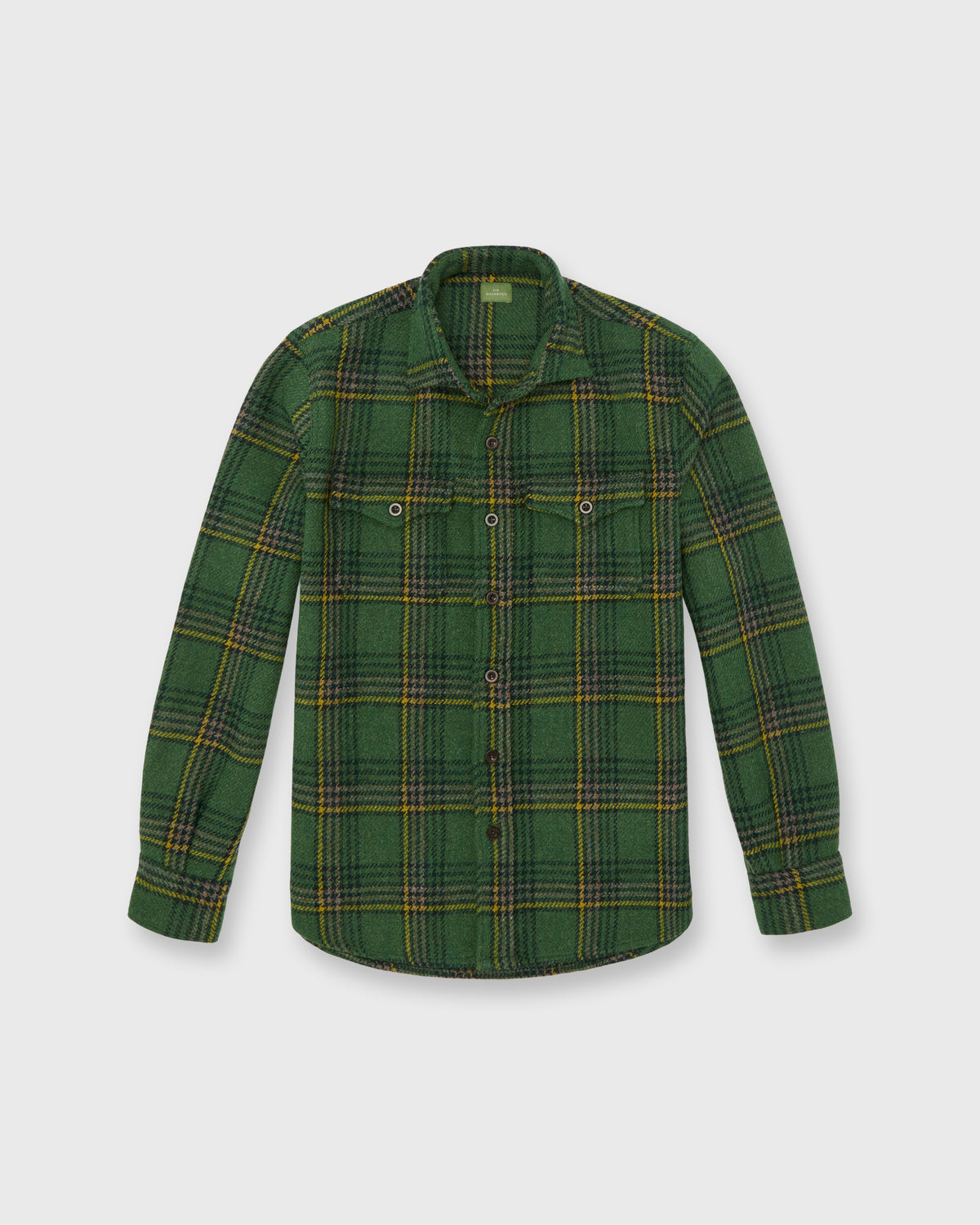Sid Mashburn CPO Shirt - Green/Yellow/Oat Plaid Harris Tweed - product image