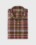Sid Mashburn Work Shirt - Brown/Lavender/Pink Plaid Flannel - front product photograph
