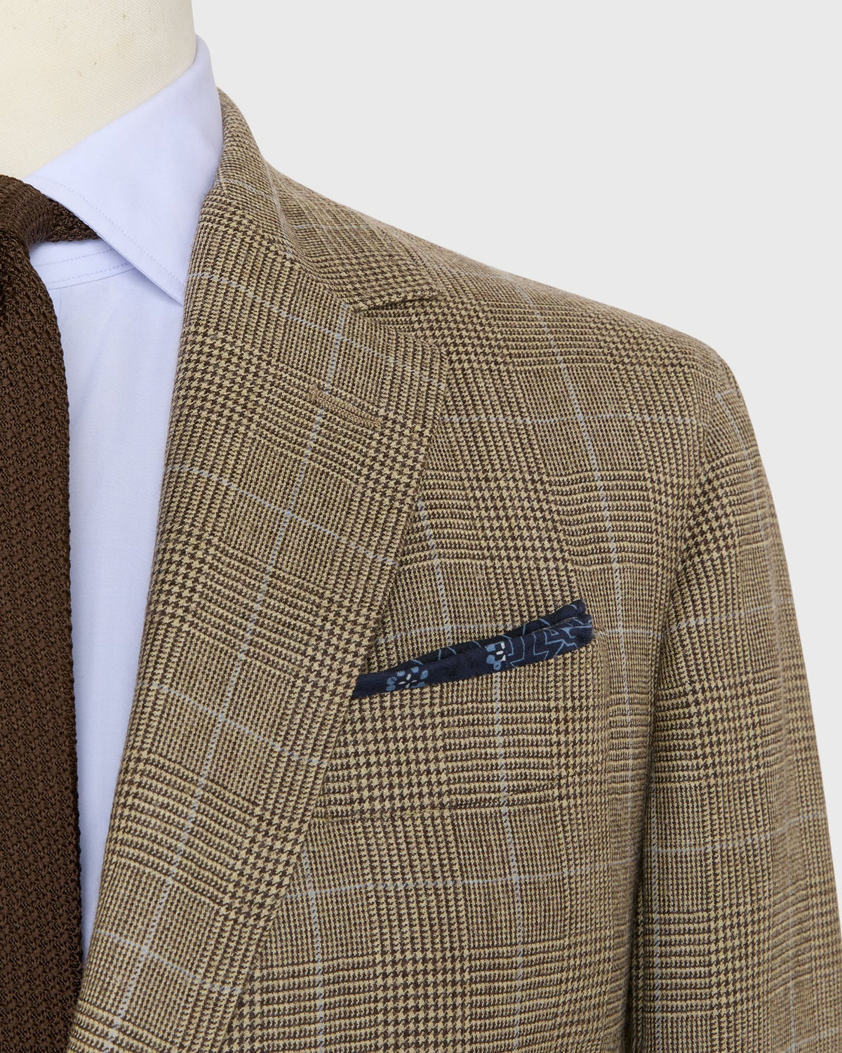Sid Mashburn Vesper Blazer - Chocolate/Oat/Sky Glen Plaid Brushed Hopsack - image 2